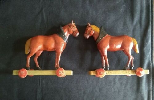Vintage Primitive Folk Art Paper Mache Horse Pull Toys
