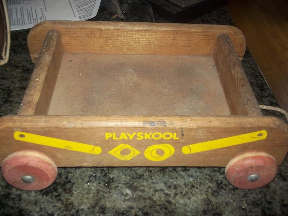 Vintage Wooden PLAYSKOOL Alphabet Blocks WAGON