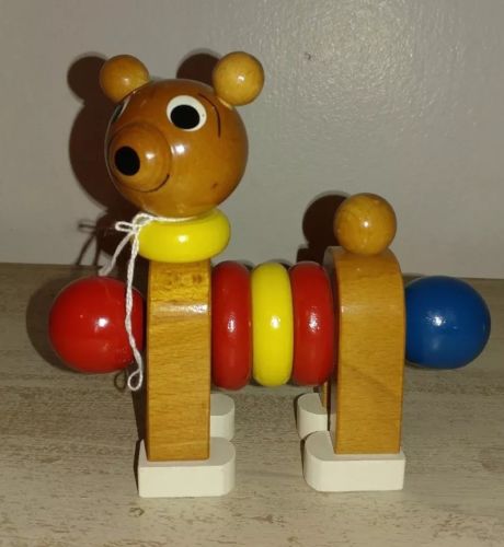 Wooden animal Pull Toy -toddler  Made in Romania
