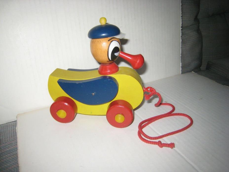 Vintage Wood / Wooden Duck Pull Toy