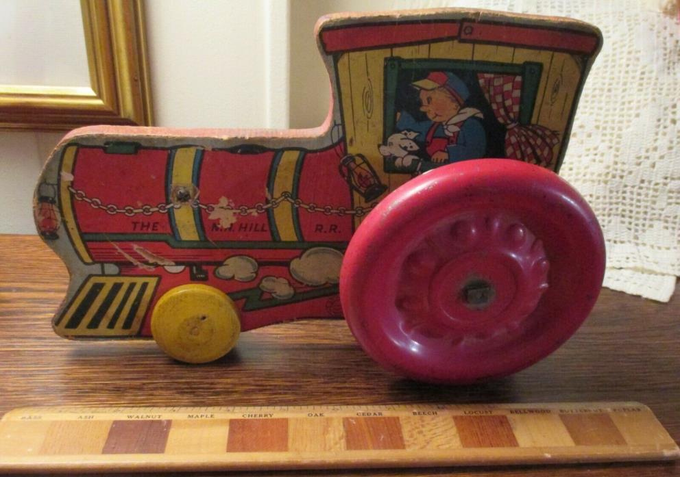 VINTAGE 1930'S PULL TOY LOCOMOTIVE RAILROAD TRAIN N.N. HILL TOY CO. 12