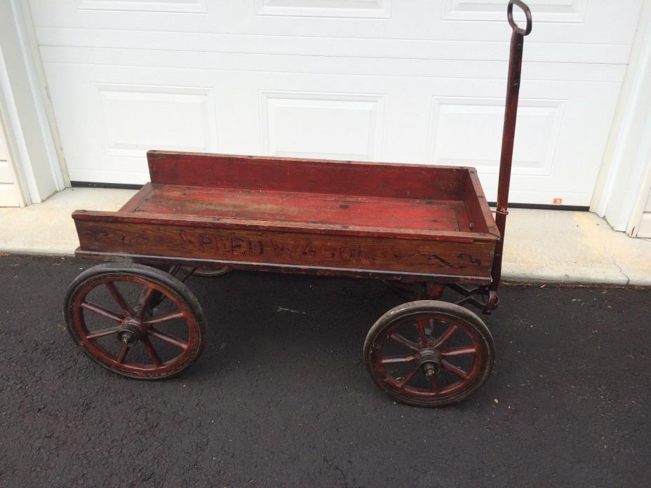 Antique SPEED WAGON pull cart, very nice, wooden spoke