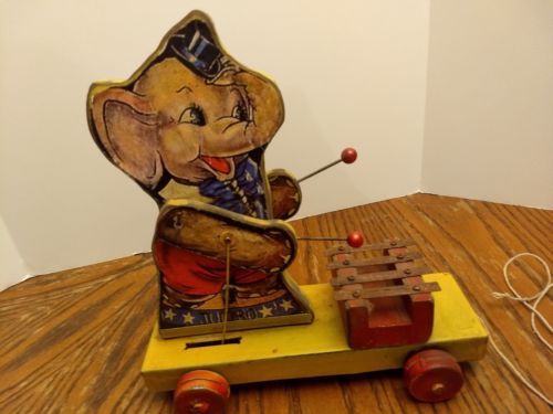 Rare Vtg FISHER-PRICE #780 JUMBO Elephant Xylophone Wood/Metal PULL-TOY ca.1937