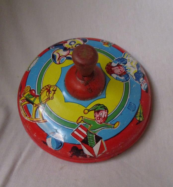 1950's J Chein USA  spinning top - toys Jack-in-the-box Raggedy Ann horse & bear