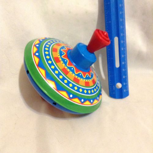 Schylling Little Tin Top Vintage Rainbow Geometric Spinning Top Toy