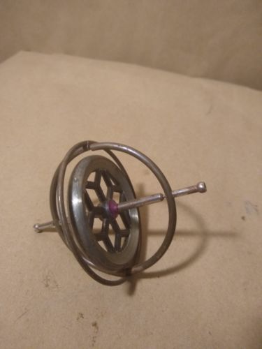 Antique Vintage Metal Gyroscope Spinning Top Toy Cast Iron Center