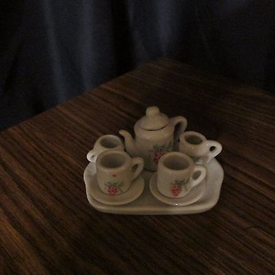 Vintage Miniature Doll Size Tea Set / 9 pieces / Grape Design