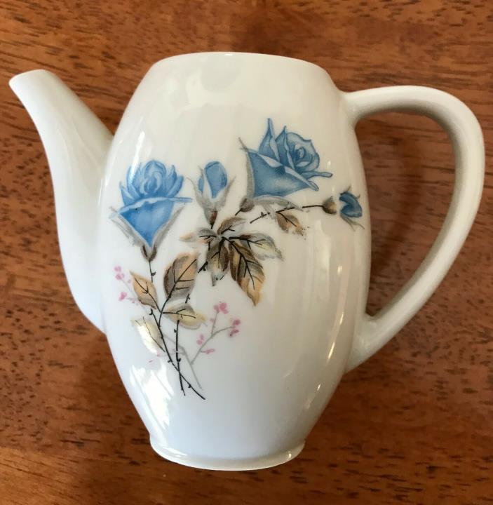 Vintage Miniature Tea Set, Blue Floral, Teapot, cups, saucers, plates, sugar bow