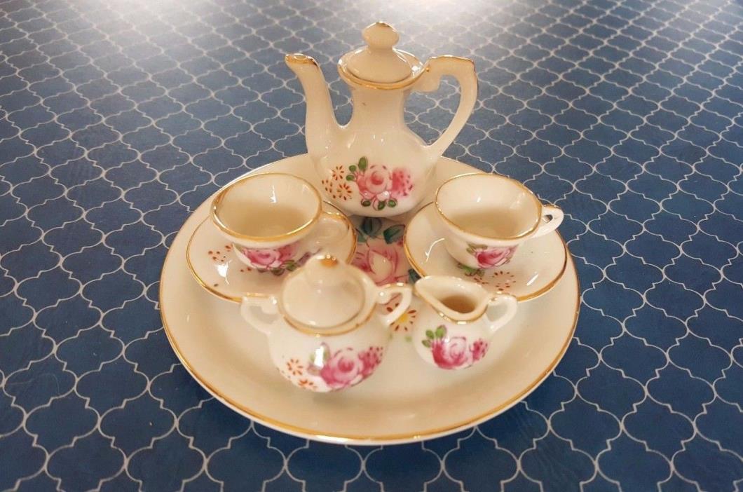 Vintage Miniature Phil Papel Crown West Fine Porcelain Floral Tea Set Japan