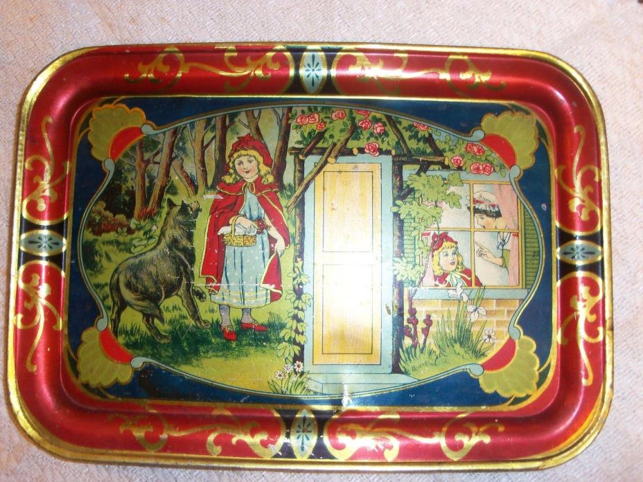 Vintage Children's Metal Tray-Little Red Riding Hood