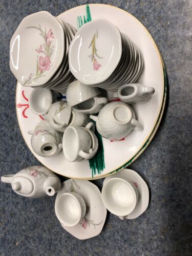 Vintage Child's Fine Porcelain China Tea Set 40 Pieces Tea Time New In Box
