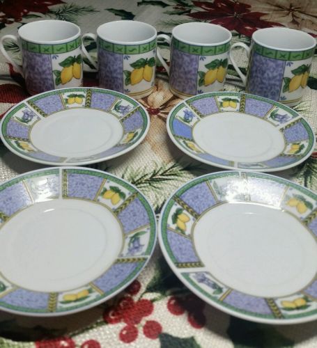 Design Italy Children's playset tea cups and plates lemon & flower kitchen 8 pcs
