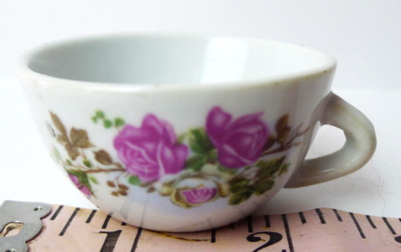 porcelain tea cup with roses vintage toy made in China replacement part