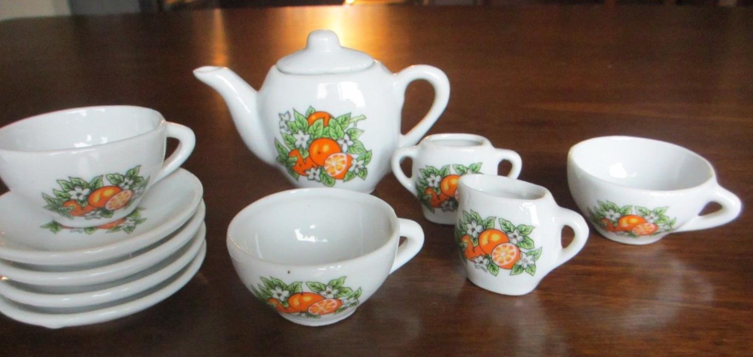 Vintage Ceramic child's Tea Set, 11 pieces, 1960's