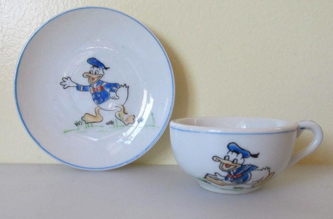 Vintage Donald Duck Child's Tea Service Small Saucer Plate & Teacup