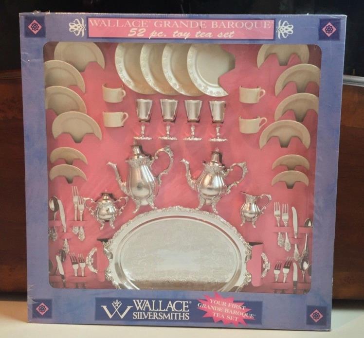 NOS Wallace Sterling Grande Baroque 52-pc Plastic Child's Toy Tea Set Teaset