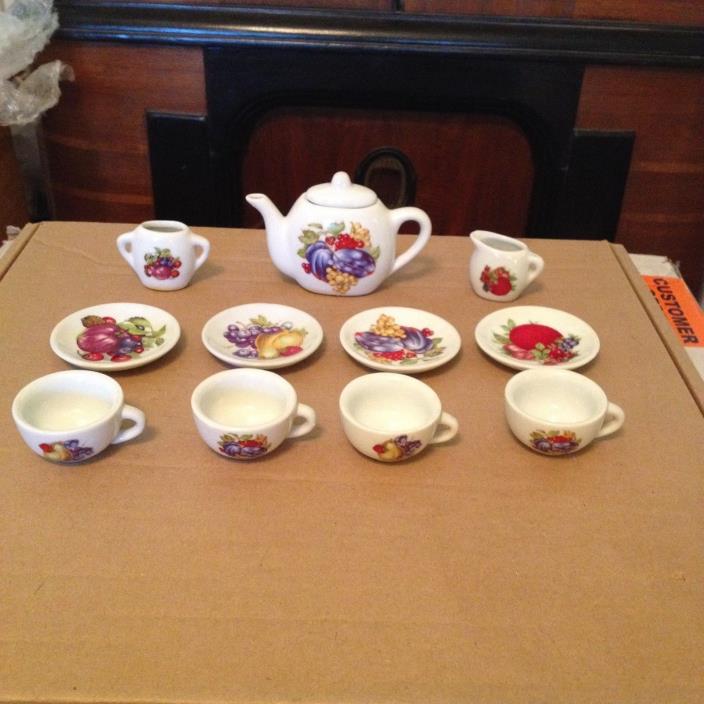 vintage miniture fruit pattern tea set