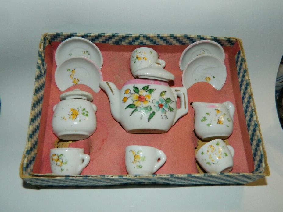 Vintage antique nagoya toy tea set Made in Japan in original box 1930's 13 piece