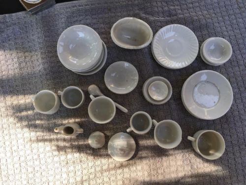 Vintage Child's/Dollhouse White Glass Dishes 23 Pieces
