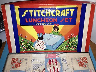 Concord Toy Company, Vintage Stitchcraft Luncheon Set Embroidery Outfit