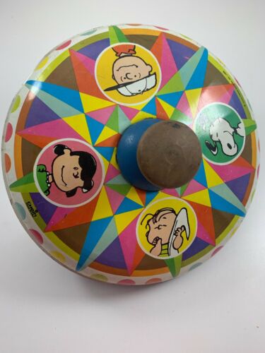 Vtg '69 Peanuts Chein Metal Tin Toy Spinning Top Charlie Brown Snoopy Lucy Linus