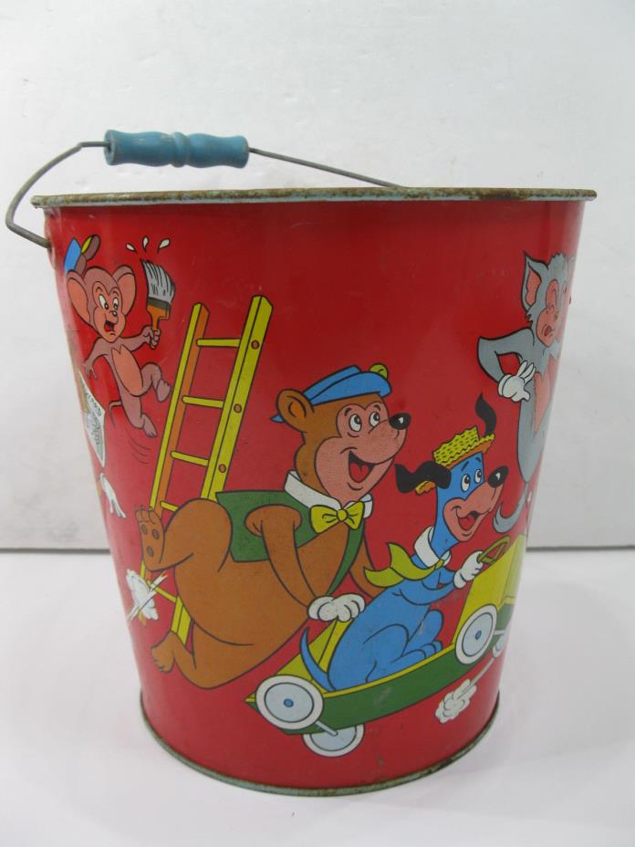 Vintage OHIO ART Huckleberry Hound Quick Draw McGraw Sand Bucket Pail