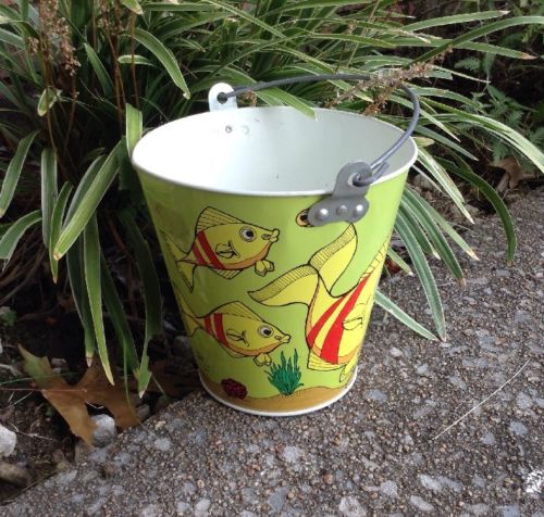 Vintage Sand Pail-Ohio Art-Fish Marine Theme- Bright and Excellent-60s Vintage