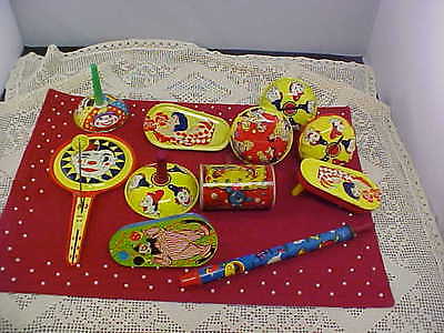 New Years Eve Tin Noisemakers Lot of 11 All Differ 2 Banners Vintage Good Cond
