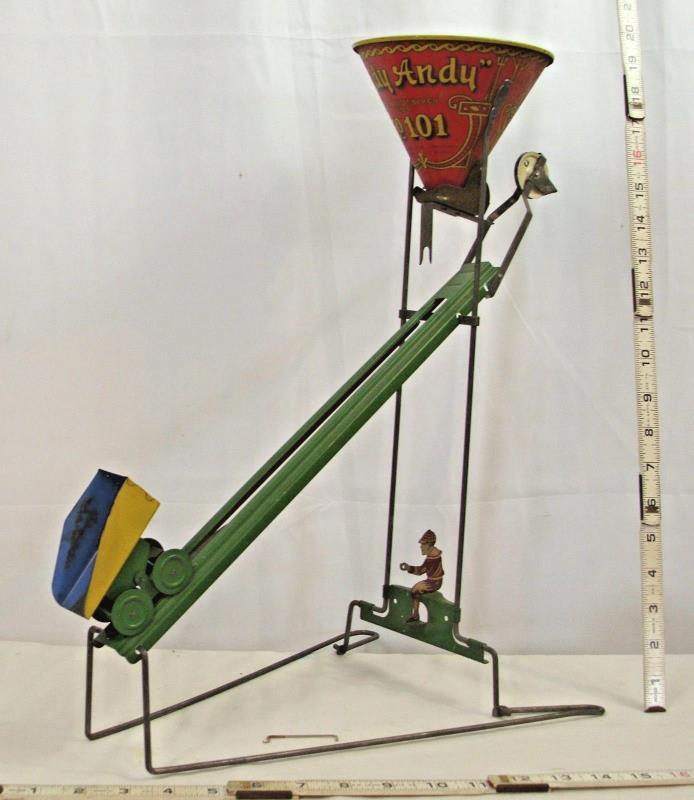 WOLVERINE SANDY ANDY NO. 101 LARGE INCLINE TIN SAND TOY 1925