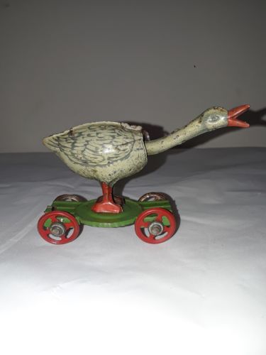 Antique Tin Litho Goose On Cart. 1900 Meier, Germany.