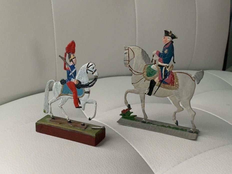 DOUBLE SIDED - TIN SOLDIERS 2 horse men German (Bavarian) 19th century
