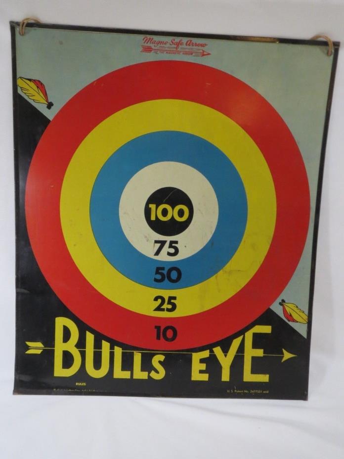 Vintage Toy Enterprises Tin Litho Play Ball Bulls Eye Magnetic Game Board 2 Side