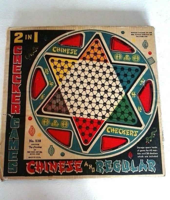 Vintage Ohio Art 2 in 1 Chinese & Regular Checkers Game #538