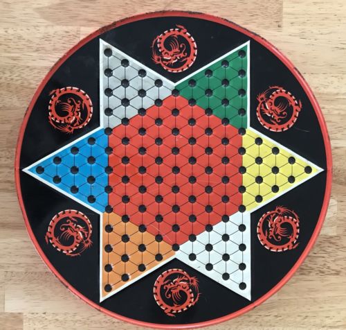 Ohio Art Vintage Tin Metal Chinese Checkers Round Game Box Only