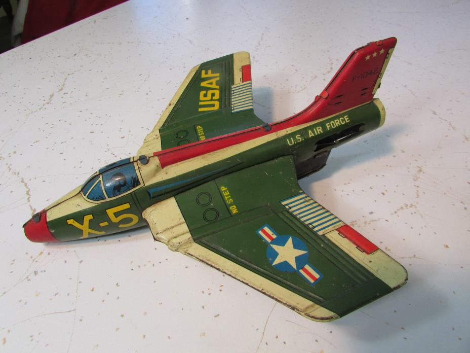 Vintage - Very Rare - Tin Litho X-5 Toy Jet