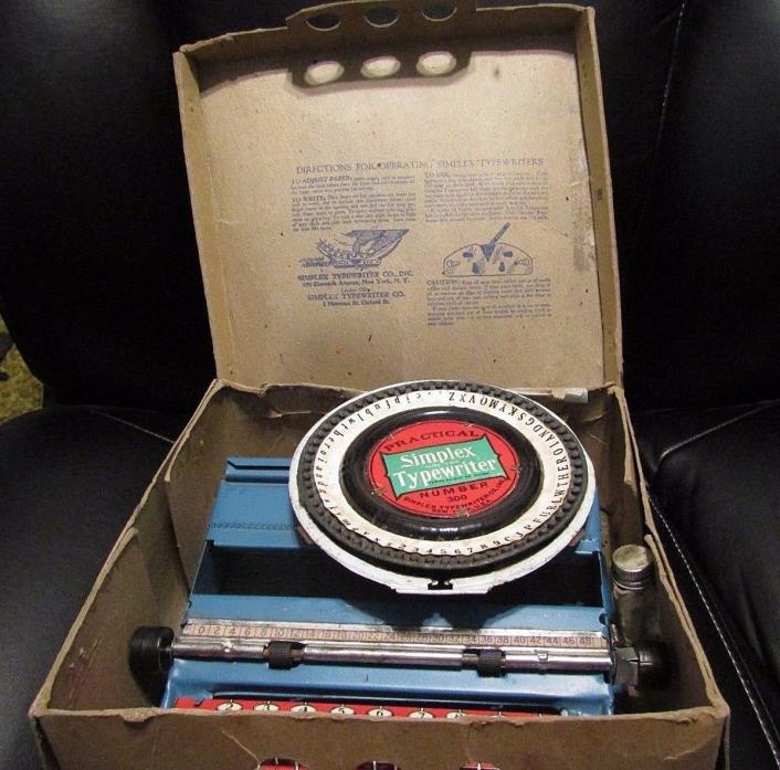 1950's Tin Toy SIMPLEX TYPEWRITER Practical Number 300 w/ Original Box