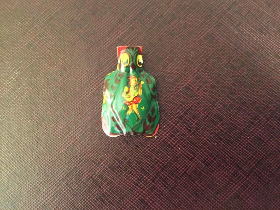 Vintage Tin Clicker Toy Frog And Little Girl Works