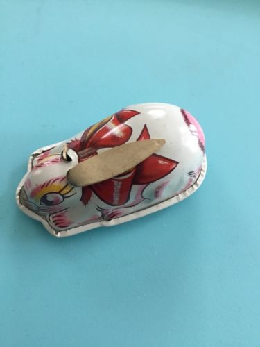Tin Litho Friction Bunny Rabbit RToy Japan Easter Vintage