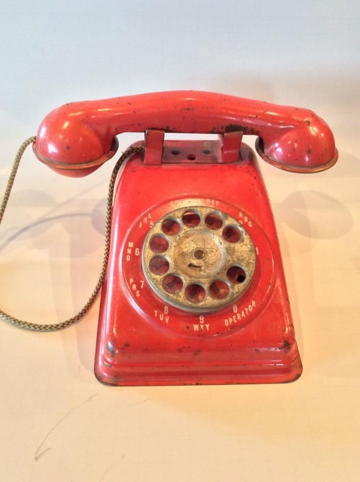 VIntage Red Toy Telephone 1950's The STEEL STAMPING Co. Lorain, Ohio