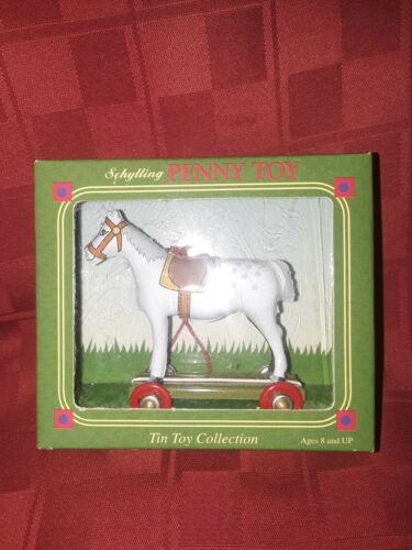 Schylling Tin Toy Collection Penny Toy Dapple Gray  Horse Pull Along Ornament
