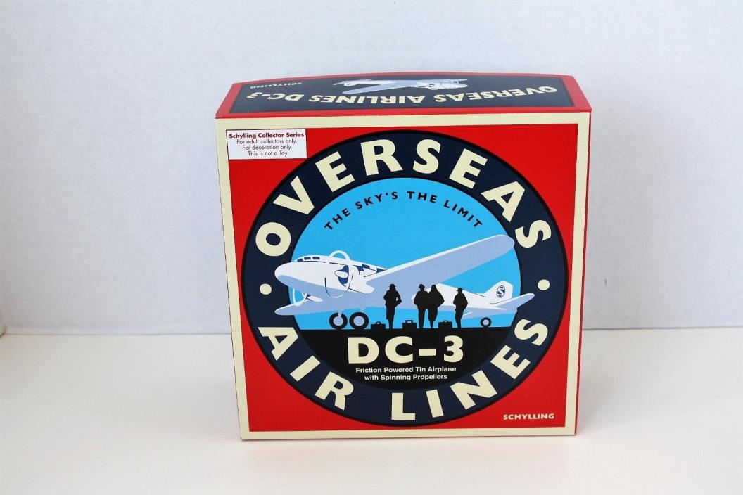 Schylling Overseas Airlines DC-3 Friction Powered Tin Litho Airplane New In Box