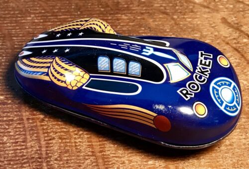 2010 Schylling Blue Stylized Metal Friction Rocket Tin Race Car - 4