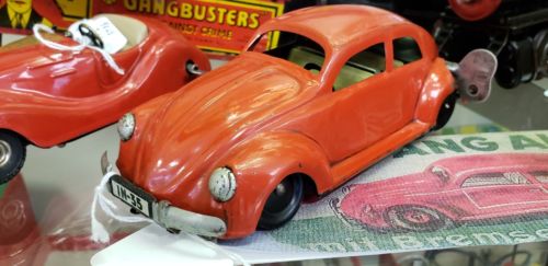 1950's JNF Windup Split Window Tin Volkswagen, Works, rare red 100 % 0riginal