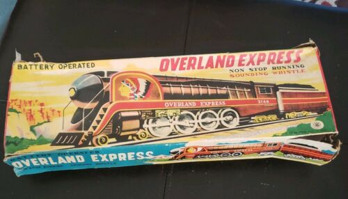 VINTAGE OVERLAND EXPRESS TIN TRAIN WITH BOX 3140 LITHO JAPANESE WORKS GREAT!