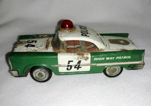 Vintage - Friction Tin Litho Toy Plymouth Savoy Police Car - ?Car 54 - NYC