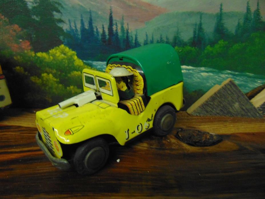 Made in Turkey  VINTAGE NE-KUR  ARMOURED ARMY JEEP Tin Toy Friction Car RARE !