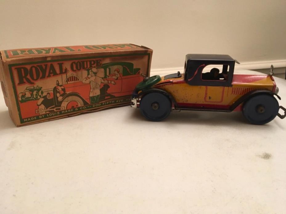 MARX 1920-30’s toy Royal Coupe tin litho car with Box!