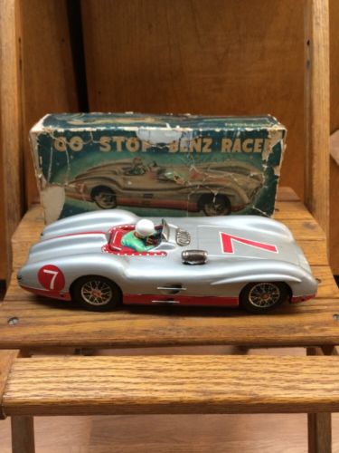 Vintage Mercedes Benz Marusan SAN Tin Toy Racing Car Silver Arrow Racer 50's