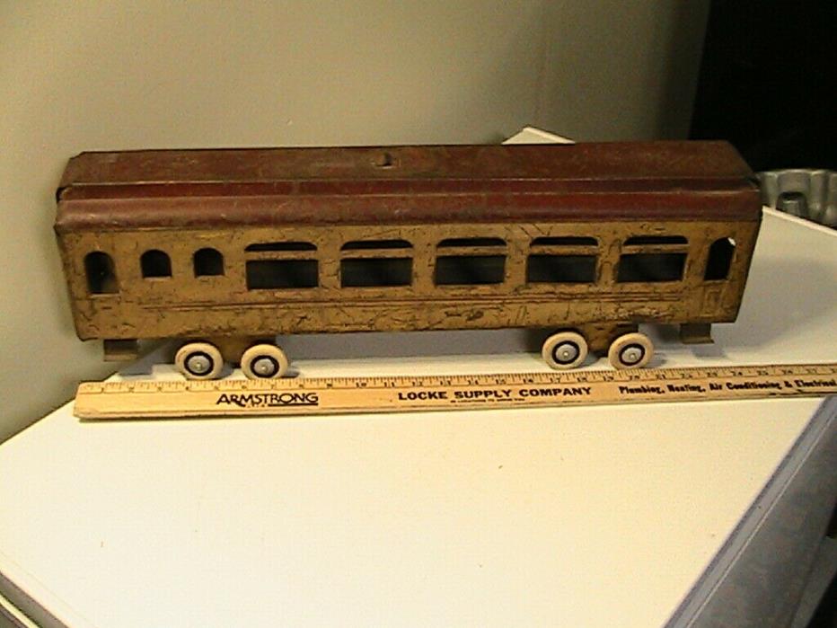 Old Child's Pull Toy Trolley Tin Street Car Unmarked Large 24