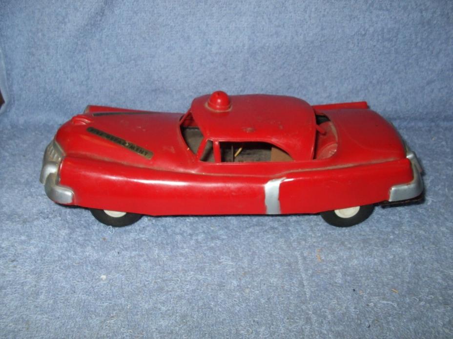 ANTIQUE / VINTAGE ~RARE~ Plastic/Tin Friction fire cheif Car shanders?